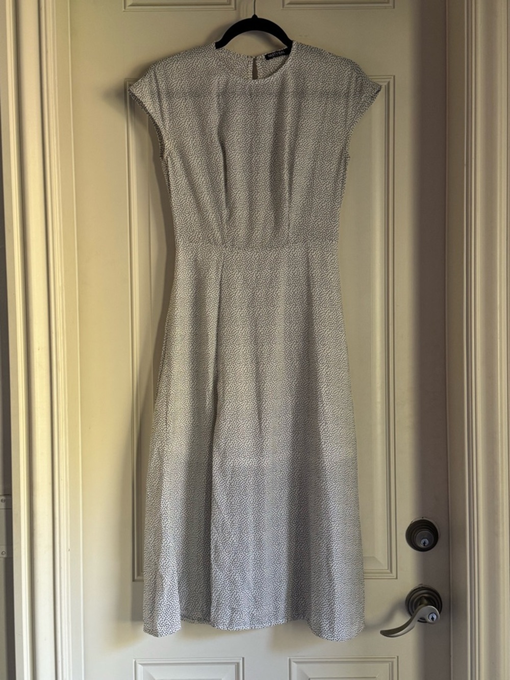 Nasty Gal White Midi Dress with Black Dot Print